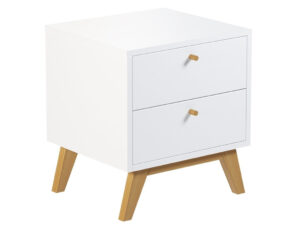 ARBYD B&iacute;l&yacute; nočn&iacute; stolek Thia s dubovou podnož&iacute; 45 x 40 cm