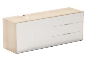 ARBYD Matně b&iacute;l&aacute; dubov&aacute; kancel&aacute;řsk&aacute; komoda Thor 161