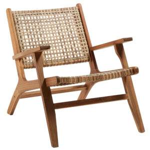 Ak&aacute;tov&eacute; křeslo Kave Home Grignoon s ratanov&yacute;m v&yacute;pletem