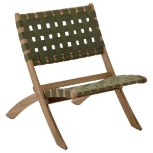 Ak&aacute;tov&eacute; skl&aacute;dac&iacute; zahradn&iacute; křeslo Kave Home Chabeli se zelen&yacute;m v&yacute;pletem