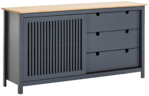 Antracitově &scaron;ed&aacute; borovicov&aacute; komoda Marckeric Bruna 150 x 40 cm