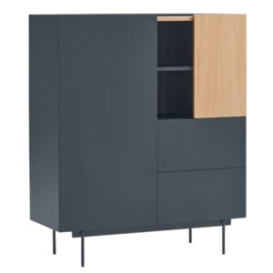 Antracitově &scaron;ed&aacute; dubov&aacute; komoda Teulat Otto 100 x 40 cm