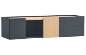 Antracitově &scaron;ed&aacute; dubov&aacute; komoda Teulat Otto 110 x 35 cm