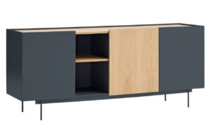 Antracitově &scaron;ed&aacute; dubov&aacute; komoda Teulat Otto 180 x 49 cm