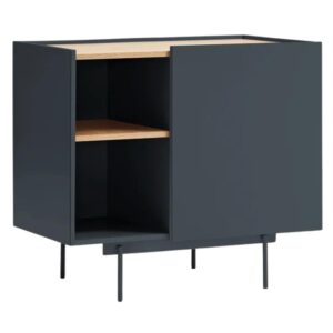 Antracitově &scaron;ed&aacute; dubov&aacute; komoda Teulat Otto 90 x 45 cm
