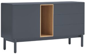 Antracitově &scaron;ed&aacute; lakovan&aacute; komoda Teulat Corvo 140 x 40 cm