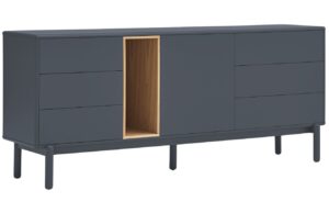 Antracitově &scaron;ed&aacute; lakovan&aacute; komoda Teulat Corvo 180 x 40 cm