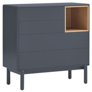Antracitově &scaron;ed&aacute; lakovan&aacute; komoda Teulat Corvo 90 x 40 cm