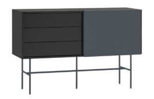 Antracitově &scaron;ed&aacute; lakovan&aacute; komoda Teulat Nube 140 x 45 cm