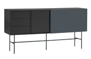 Antracitově &scaron;ed&aacute; lakovan&aacute; komoda Teulat Nube 180 x 45 cm