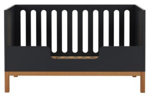 Antracitově &scaron;ed&aacute; lakovan&aacute; z&aacute;brana na dětsk&eacute; postele Quax Indigo 140 x 26 cm