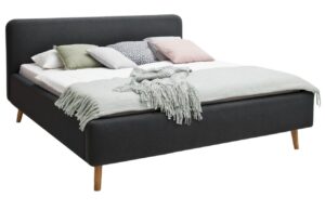 Antracitově &scaron;ed&aacute; l&aacute;tkov&aacute; dvoulůžkov&aacute; postel Meise M&ouml;bel Mattis 180 x 200 cm