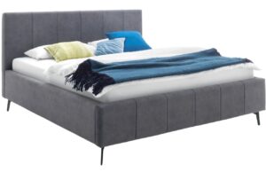 Antracitově &scaron;ed&aacute; sametov&aacute; dvoulůžkov&aacute; postel Meise M&ouml;bel Lizzano 180 x 200 cm