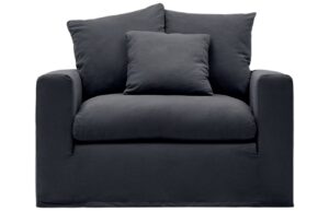 Antracitově &scaron;ed&eacute; čalouněn&eacute; křeslo Kave Home Nora 140 cm
