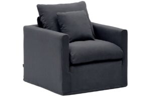 Antracitově &scaron;ed&eacute; čalouněn&eacute; křeslo Kave Home Nora 92 cm