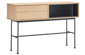 Antracitově &scaron;ed&yacute; dubov&yacute; toaletn&iacute; stolek Teulat Yoko 120 x 35 cm