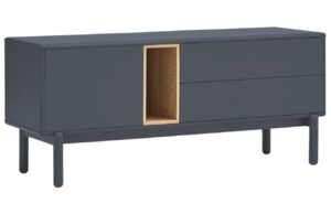 Antracitově &scaron;ed&yacute; lakovan&yacute; TV stolek Teulat Corvo 140 x 40 cm