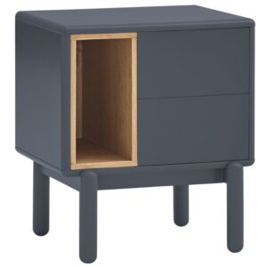 Antracitově &scaron;ed&yacute; lakovan&yacute; nočn&iacute; stolek Teulat Corvo 48 x 35 cm