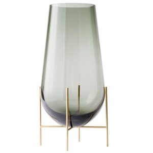 Audo CPH Kouřově zeleno &scaron;ed&aacute; skleněn&aacute; v&aacute;za AUDO &Eacute;chasse S 28 cm