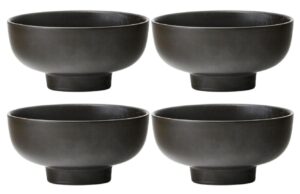 Audo CPH Set čtyř tmavě hnědo &scaron;ed&yacute;ch keramick&yacute;ch misek AUDO NEW NORM 12 cm