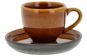 BITZ Hněd&yacute; kameninov&yacute; hrnek s pod&scaron;&aacute;lkem Glazio 70 ml