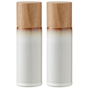 BITZ Set dvou b&iacute;l&yacute;ch kameninov&yacute;ch ml&yacute;nků na sůl a pepř Zesty 17 cm