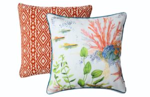 BOHOLOGY B&iacute;lo-oranžov&yacute; set dvou venkovn&iacute;ch povlaků na pol&scaron;t&aacute;ř Marine Aztec