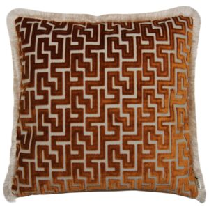 BOHOLOGY Medově hněd&yacute; sametov&yacute; povlak na pol&scaron;t&aacute;ř Labyrinth 50 x 50 cm s tř&aacute;sněmi