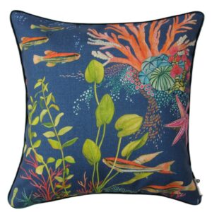 BOHOLOGY Modr&yacute; venkovn&iacute; povlak na pol&scaron;t&aacute;ř Marine 45 x 45 cm