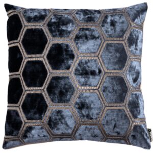 BOHOLOGY &Scaron;ed&yacute; sametov&yacute; povlak na pol&scaron;t&aacute;ř Hexagon 43 x 43 cm