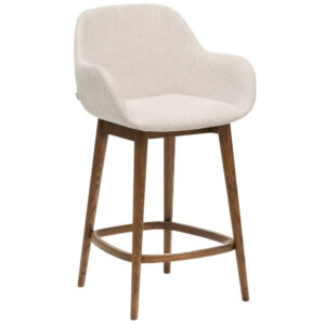 B&eacute;žov&aacute; barov&aacute; židle Kave Home Konna 65 cm s tmavou podnož&iacute;