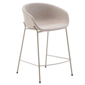 B&eacute;žov&aacute; čalouněn&aacute; barov&aacute; židle Kave Home Yvette 65 cm