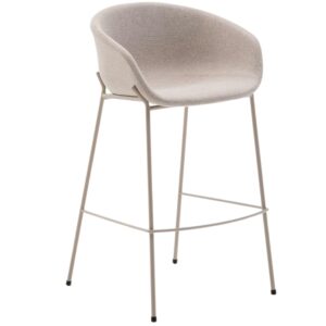 B&eacute;žov&aacute; čalouněn&aacute; barov&aacute; židle Kave Home Yvette 75 cm