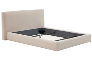 B&eacute;žov&aacute; čalouněn&aacute; dvoulůžkov&aacute; postel Kave Home Blok 180 x 200 cm