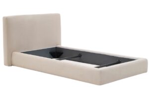 B&eacute;žov&aacute; čalouněn&aacute; jednolůžkov&aacute; postel Kave Home Blok 90 x 200 cm