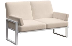 B&eacute;žov&aacute; dvoum&iacute;stn&aacute; zahradn&iacute; pohovka MESONICA Soledo s b&iacute;lou podnož&iacute; 140 cm