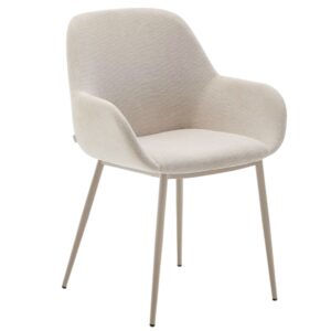 B&eacute;žov&aacute; j&iacute;deln&iacute; židle Kave Home Konna s &scaron;edou podnož&iacute;