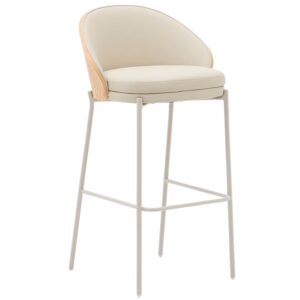 B&eacute;žov&aacute; koženkov&aacute; barov&aacute; židle Kave Home Eamy 77 cm