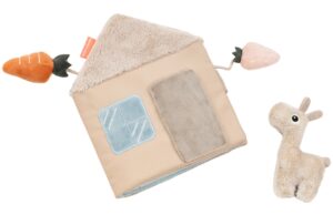 B&eacute;žov&aacute; l&aacute;tkov&aacute; kn&iacute;žka s aktivitami ve tvaru domečku Done by Deer Lalee