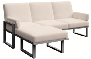 B&eacute;žov&aacute; rohov&aacute; zahradn&iacute; pohovka MESONICA Soledo s antracitovou podnož&iacute; 205 cm