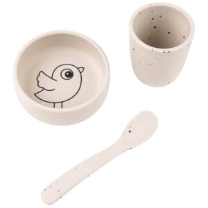 B&eacute;žov&aacute; silikonov&aacute; j&iacute;deln&iacute; sada Done by Deer Birdee