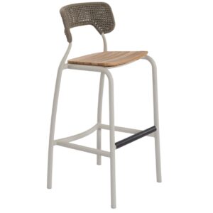 B&eacute;žov&aacute; zahradn&iacute; barov&aacute; židle No.102 Mindo s teakov&yacute;m sed&aacute;kem 78