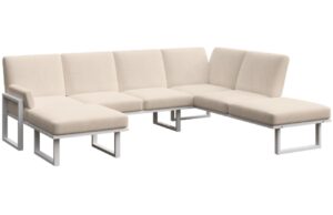 B&eacute;žov&aacute; zahradn&iacute; pohovka do "U" MESONICA Soledo s b&iacute;lou podnož&iacute; 281 cm