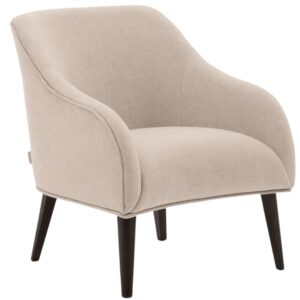 B&eacute;žov&eacute; čalouněn&eacute; křeslo Kave Home Bobly s tmavou podnož&iacute;