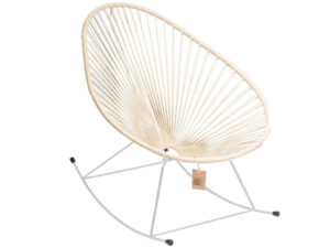 B&eacute;žov&eacute; konopn&eacute; houpac&iacute; křeslo Acapulco s b&iacute;lou podnož&iacute;