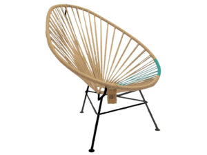 B&eacute;žov&eacute; konopn&eacute; křeslo Acapulco s tyrkysov&yacute;m detailem