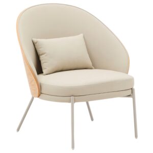 B&eacute;žov&eacute; koženkov&eacute; křeslo Kave Home Eamy