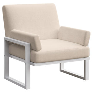 B&eacute;žov&eacute; zahradn&iacute; křeslo MESONICA Soledo s b&iacute;lou podnož&iacute;