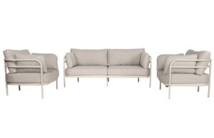B&eacute;žov&yacute; čalouněn&yacute; zahradn&iacute; set pohovky a dvou křesel ZUIVER VISTA
