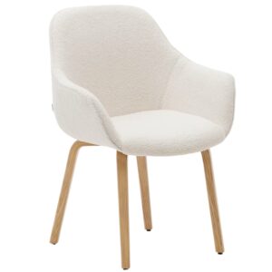 B&iacute;l&aacute; čalouněn&aacute; j&iacute;deln&iacute; židle Kave Home Aleli